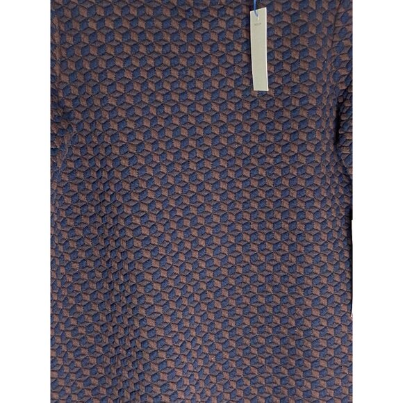 NWT Tuckernuck Navy & Brown Geometric Print Quilted Mock Neck Dress-sz Medium - Picture 7 of 7